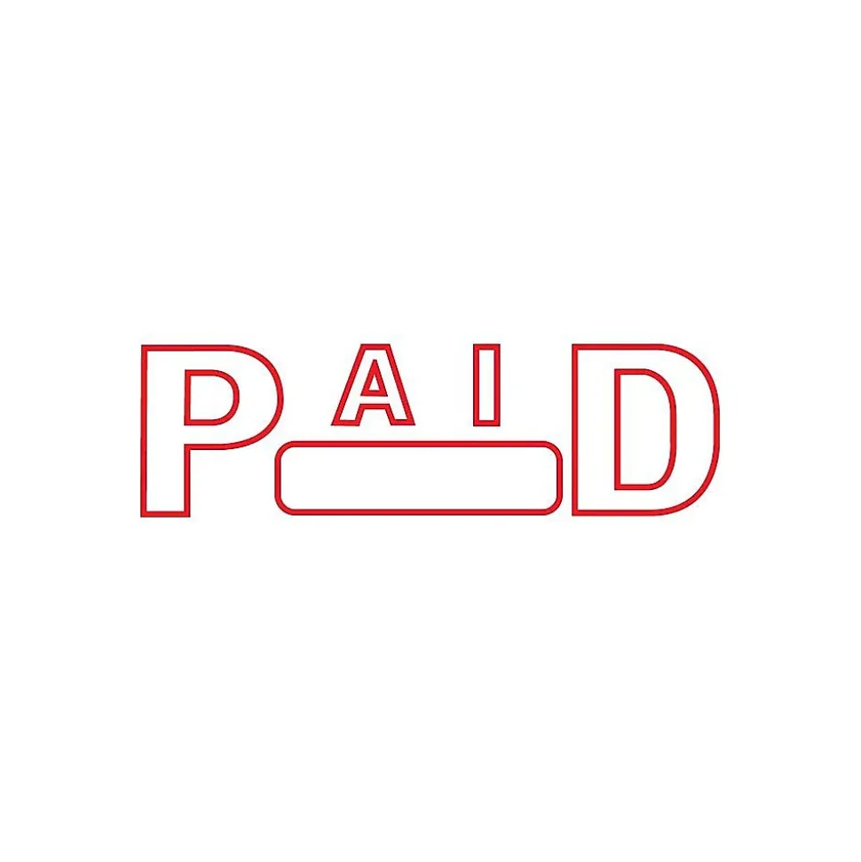 2000 Plus Green Line Pre-Inked Stamp, PAID, Red Ink (098370)