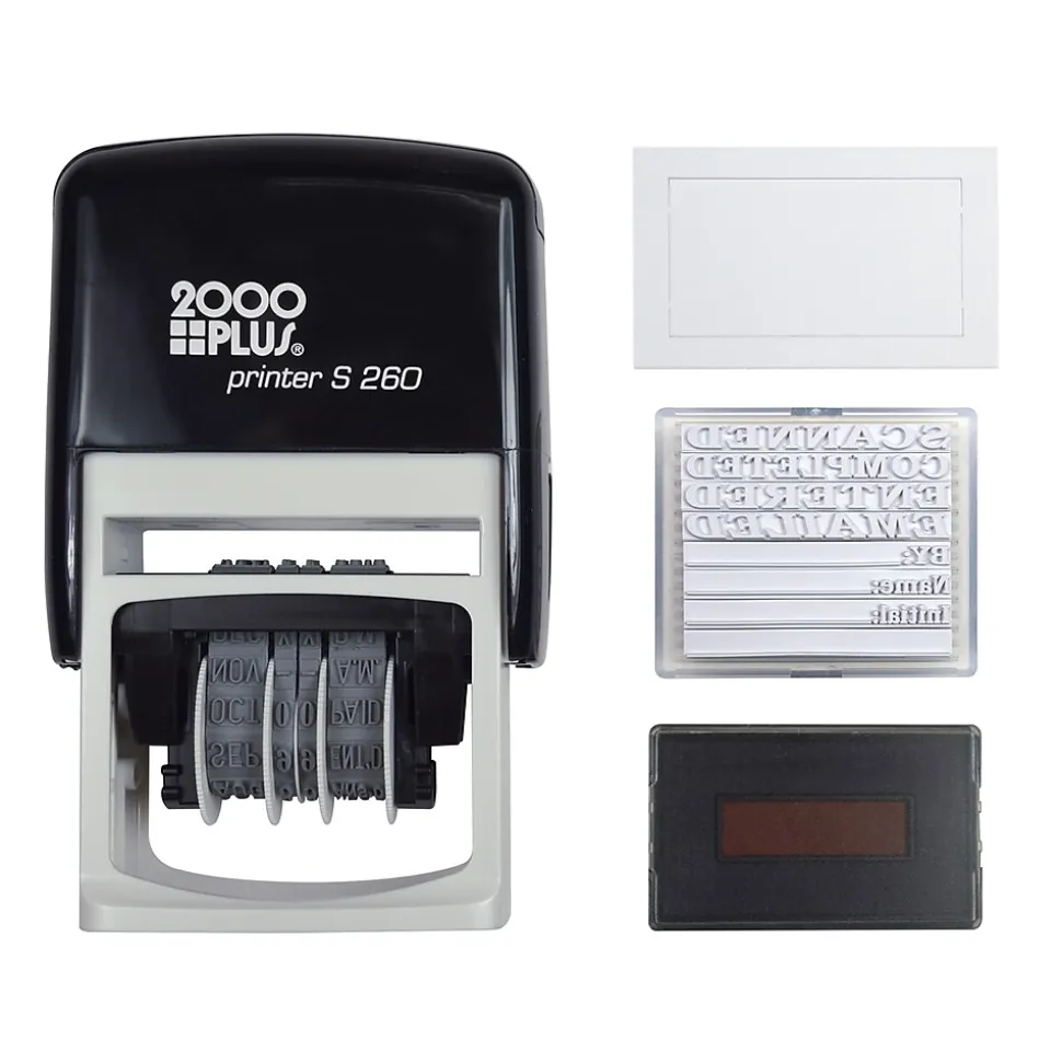 2000 Plus 4-in-1 Date Stamp, Scanned, Completed, Entered, Emailed, Blue and Red Ink (011098)