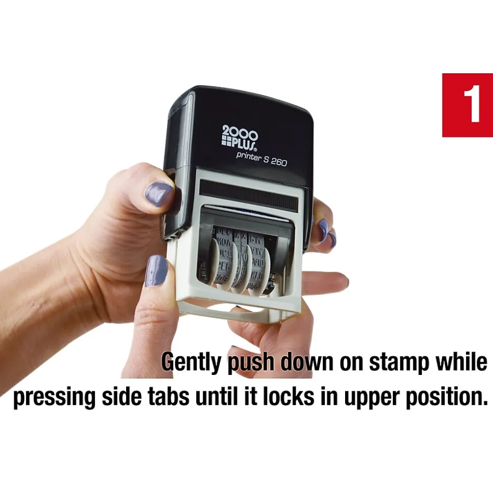 2000 Plus 4-in-1 Date Stamp, Scanned, Completed, Entered, Emailed, Blue and Red Ink (011098)