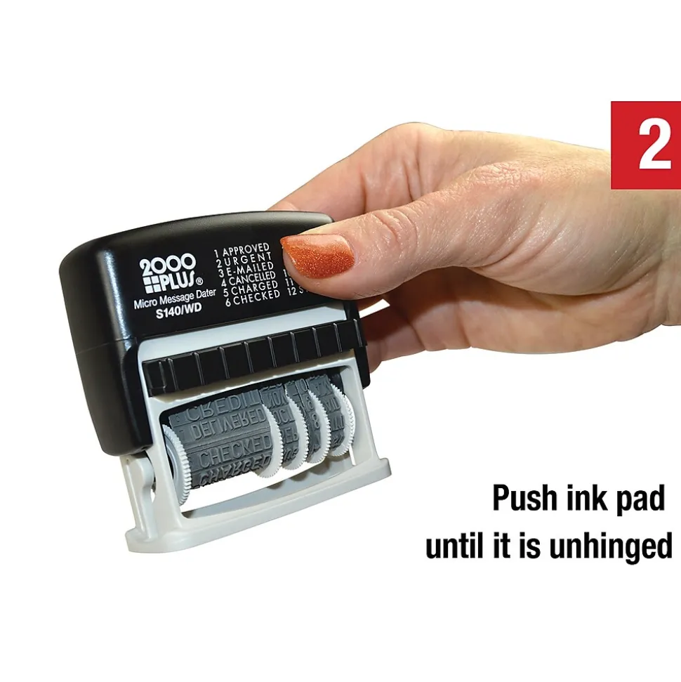 2000 Plus Micro Message Dater 12-in-1 Self-Inking Date and Message Stamp, Black Ink (011090)
