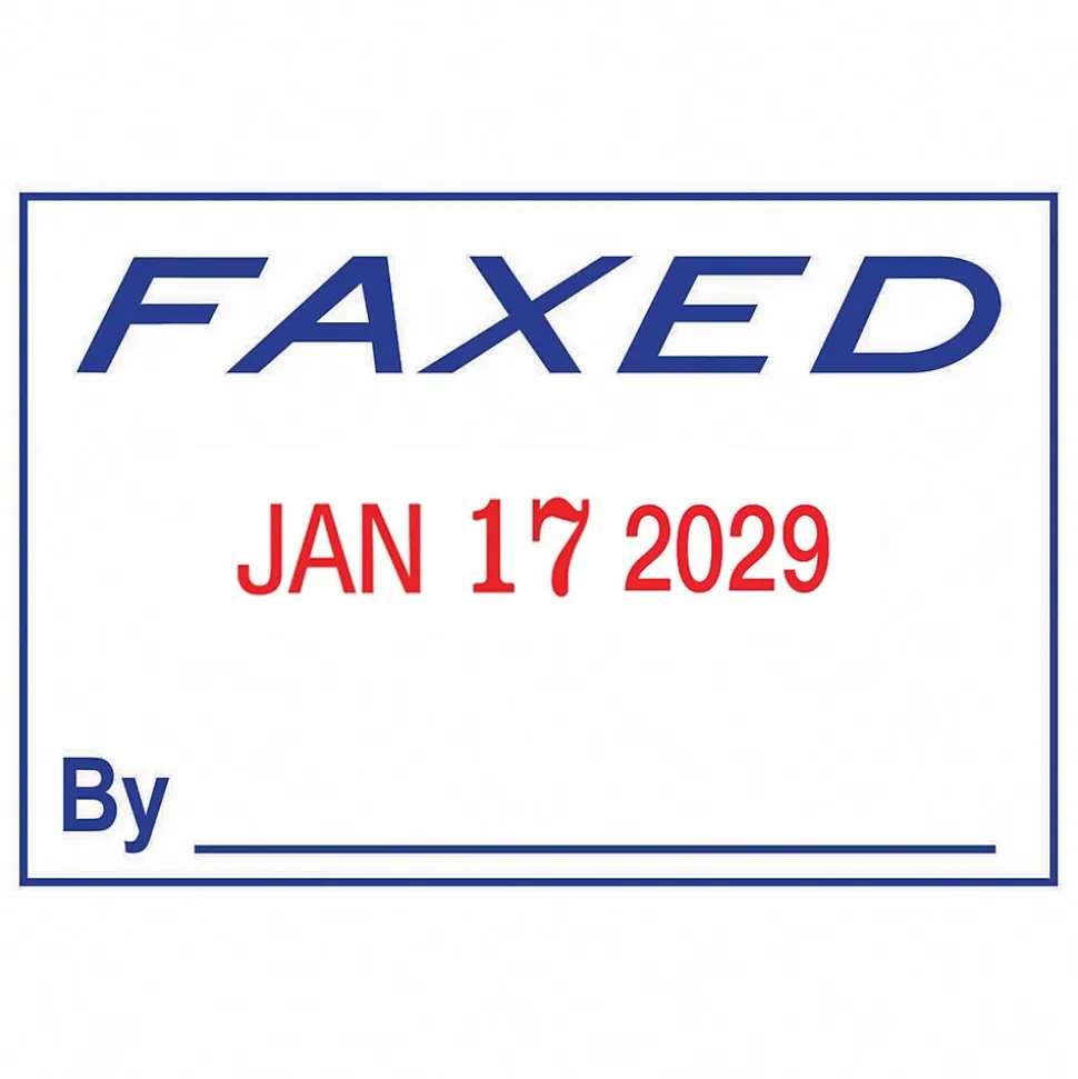 2000 Plus Self-Inking Dater and Message Stamp, FAXED, Blue and Red Inks (011032)