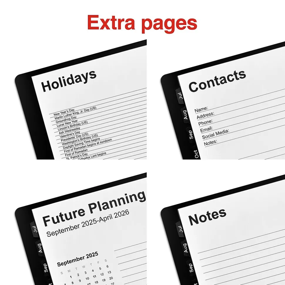 2024-2025 Staples 8" x 11" Academic Monthly Planner, Faux Leather Cover, Black (ST23571-23)