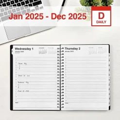 2025 Staples 8" x 11" Daily Appointment Book, Black (ST21487-25)