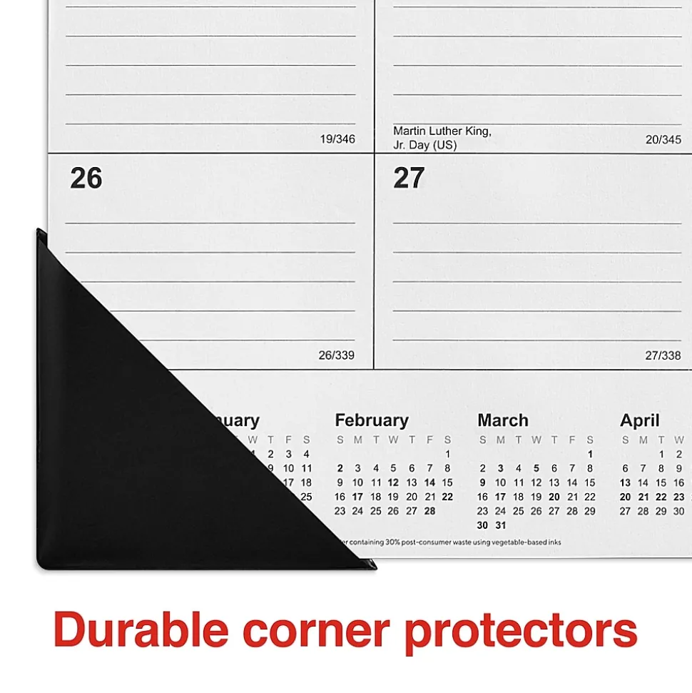 2025 Staples 22" x 17" Desk Pad Calendar, Black (ST12951-25)