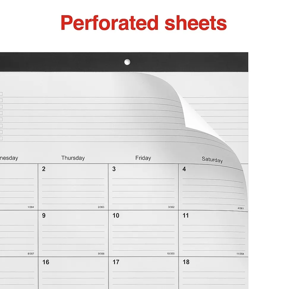 2025 Staples 22" x 17" Desk Pad Calendar, Black (ST12951-25)