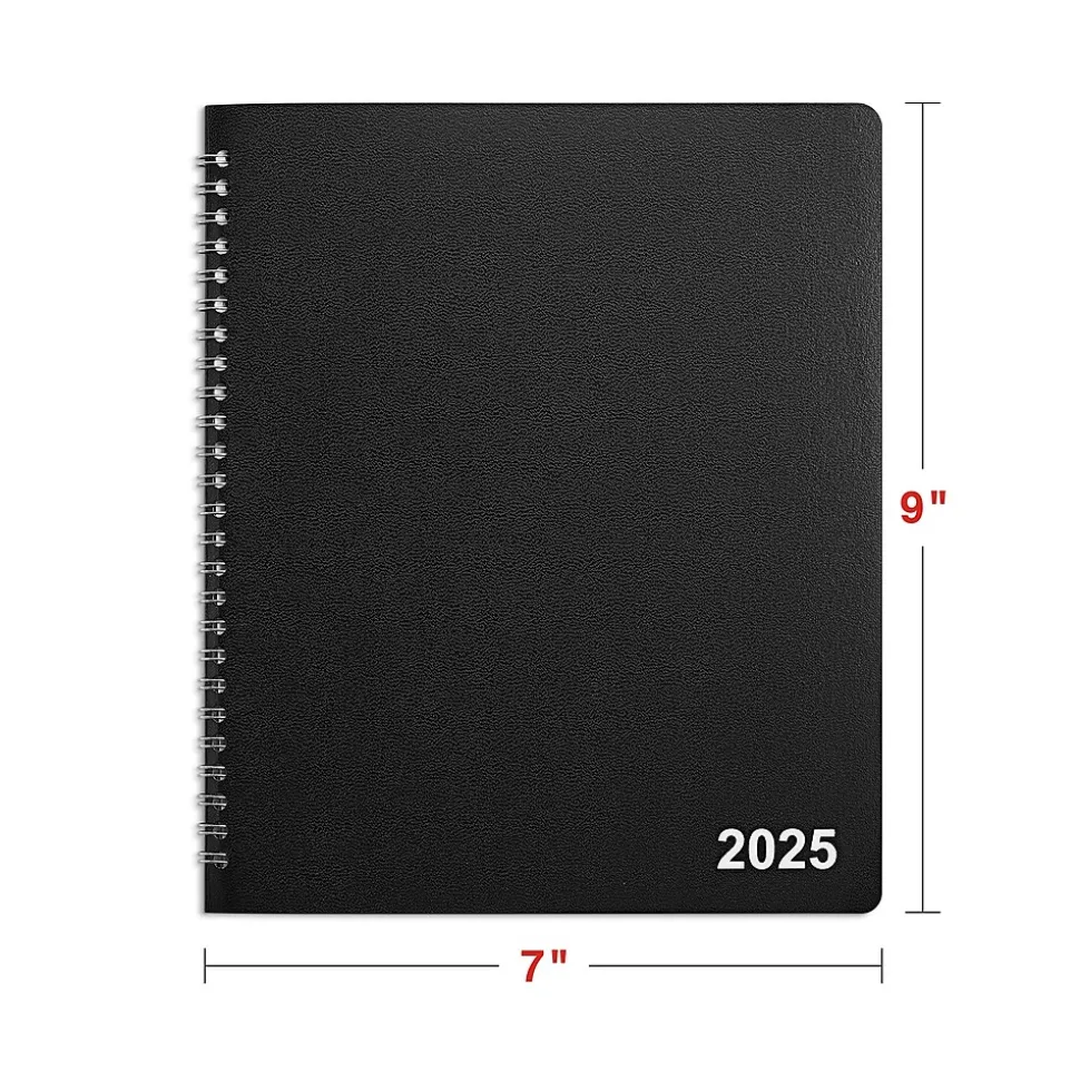 2025 Staples 7" x 9" Monthly Planner, Black (ST52183-25)