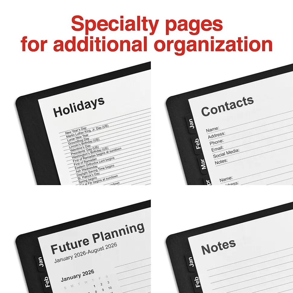 2025 Staples 7" x 9" Monthly Planner, Black (ST52183-25)