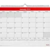 2025 Staples 15" x 12" Wall Calendar, Red/White (ST52080-25)