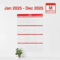 2025 Staples 36" x 24" Wall Calendar, Red (ST53903-25)