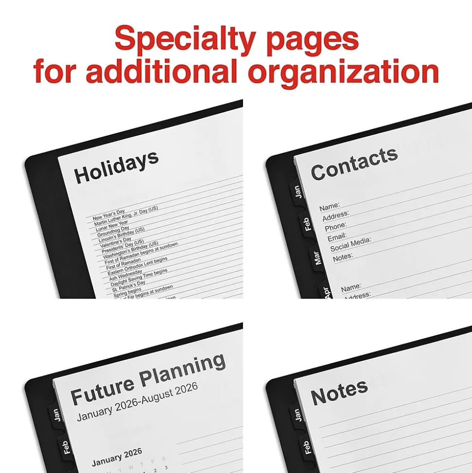 2025 Staples 8" x 11" Weekly & Monthly Appointment Book, Faux Leather Cover, Black (TR21494-25)