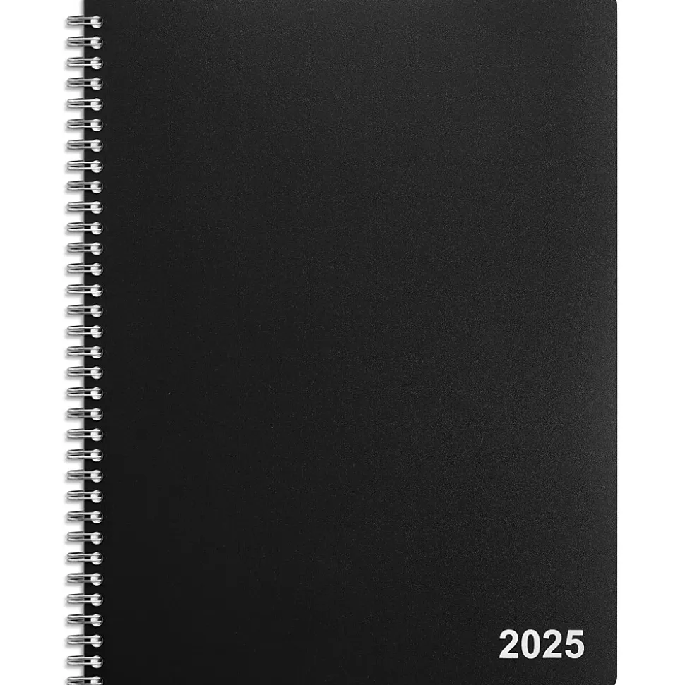 2025 Staples 8" x 11" Weekly & Monthly Appointment Book, Plastic Cover, Black (ST21488-25)