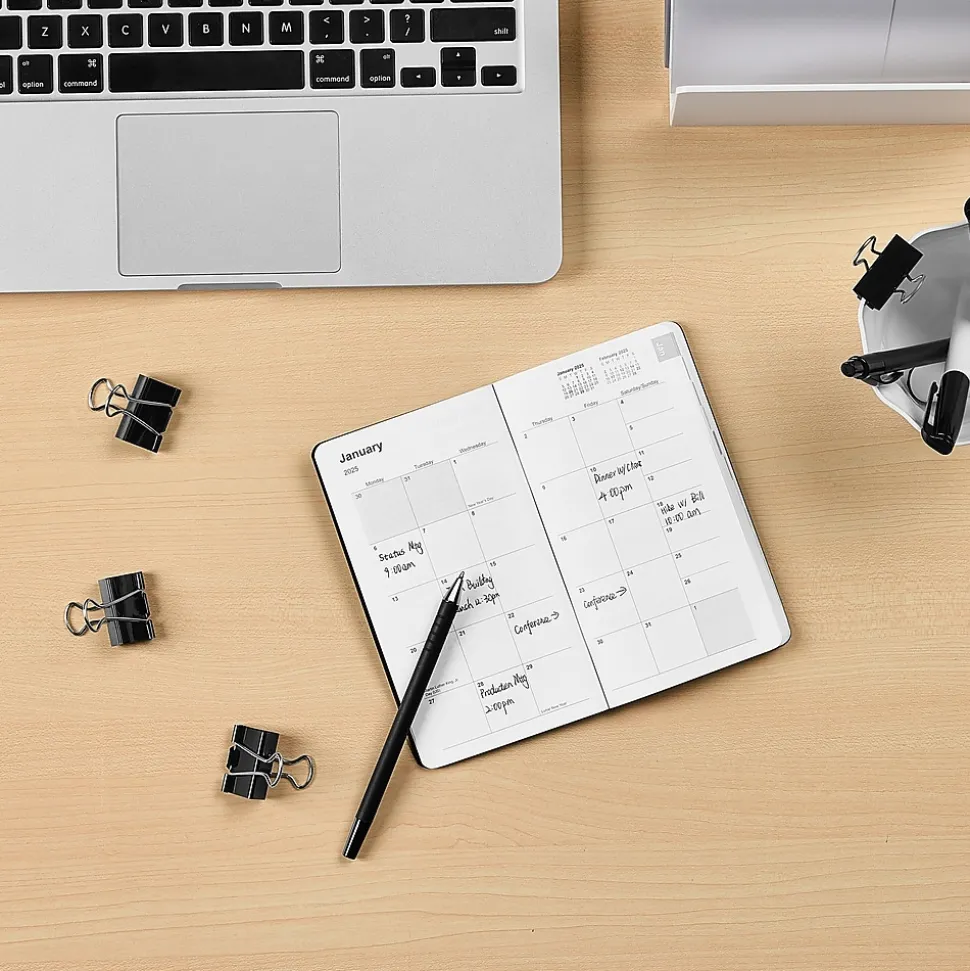 2025 Staples 3" x 6" Weekly & Monthly Planner, Black (ST12937-25)