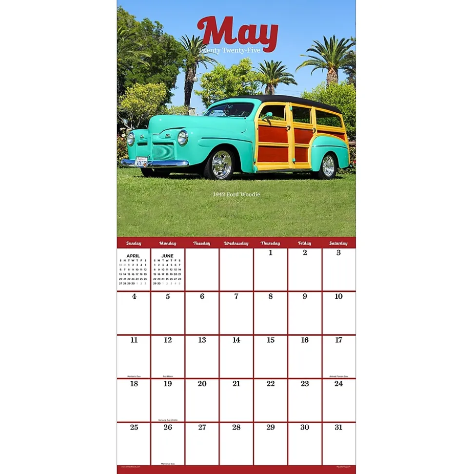 2025 TF Publishing 12" x 12" Classic Cars Wall Calendar (25-1004)