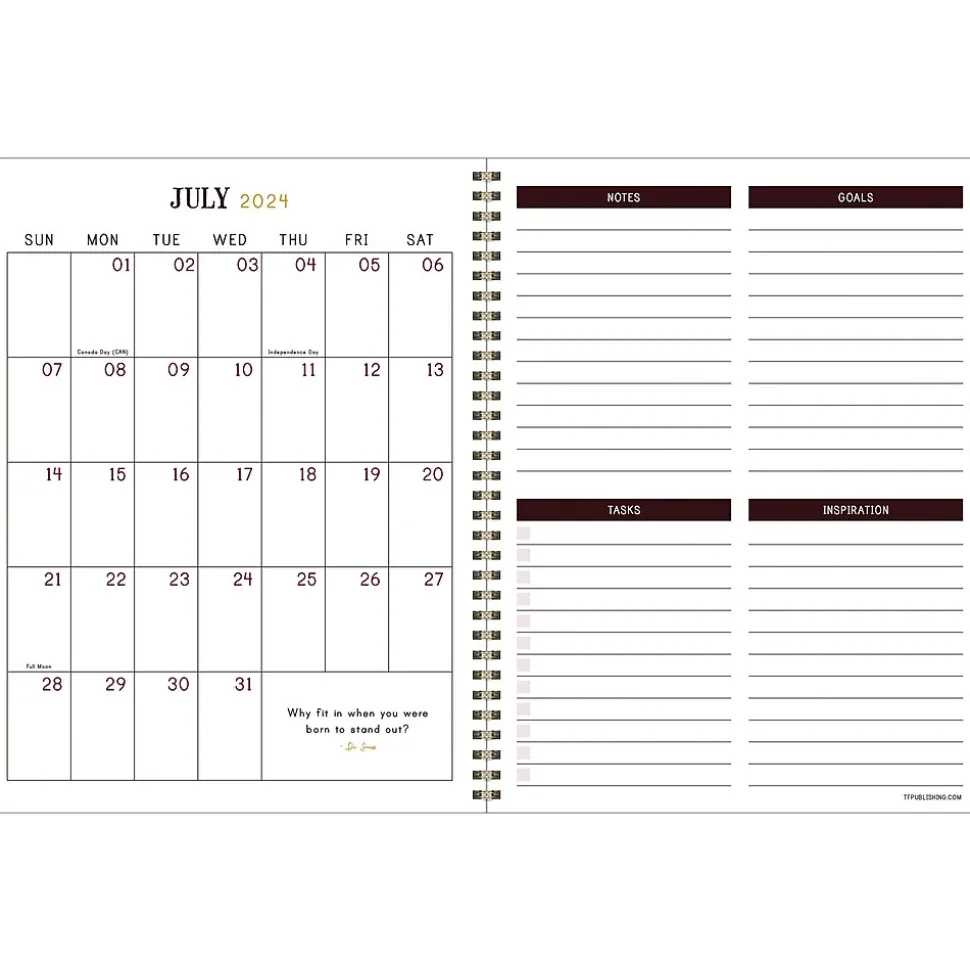 2024-2025 TF Publishing Bibliophile Series Royal Tartan 9" x 11" Academic Weekly & Monthly Planner, Paper Cover, Blue/Yellow