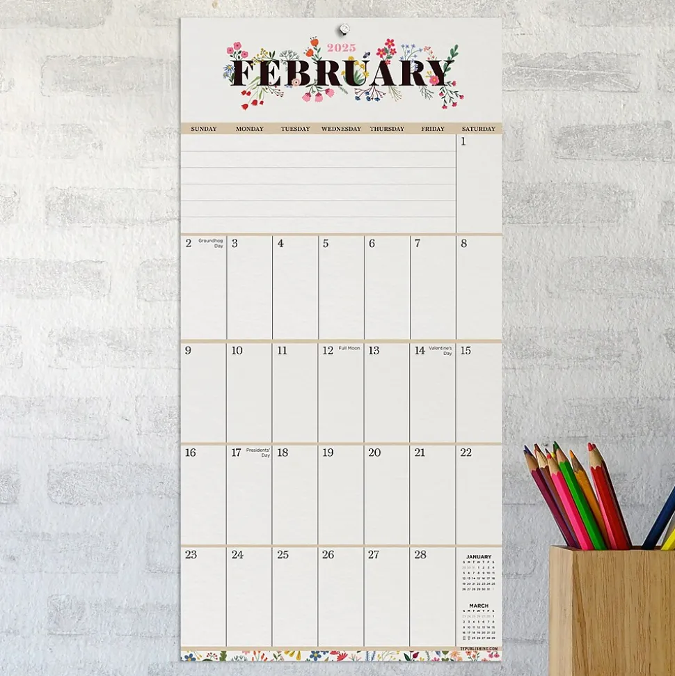 2025 TF Publishing Big Grid-Floral 7" x 7" Monthly Wall Calendar (25-2110)