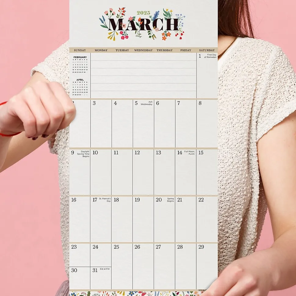2025 TF Publishing Big Grid-Floral 7" x 7" Monthly Wall Calendar (25-2110)