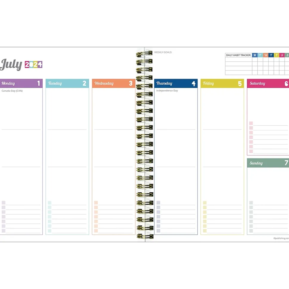 2024-2025 TF Publishing Cali Girl Collection Cabana Stripe 6" x 8" Academic Weekly & Monthly Planner (AY25-9214)