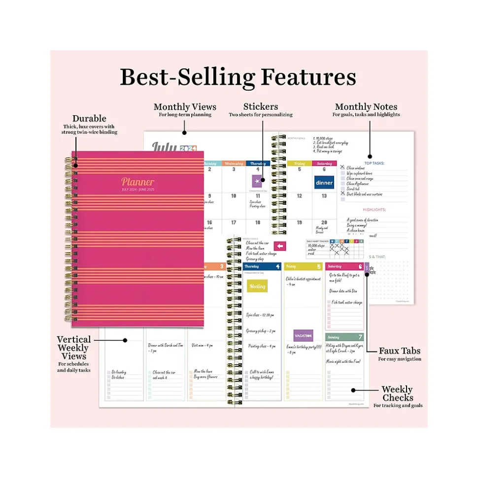 2024-2025 TF Publishing Cali Girl Collection Cabana Stripe 6" x 8" Academic Weekly & Monthly Planner (AY25-9214)