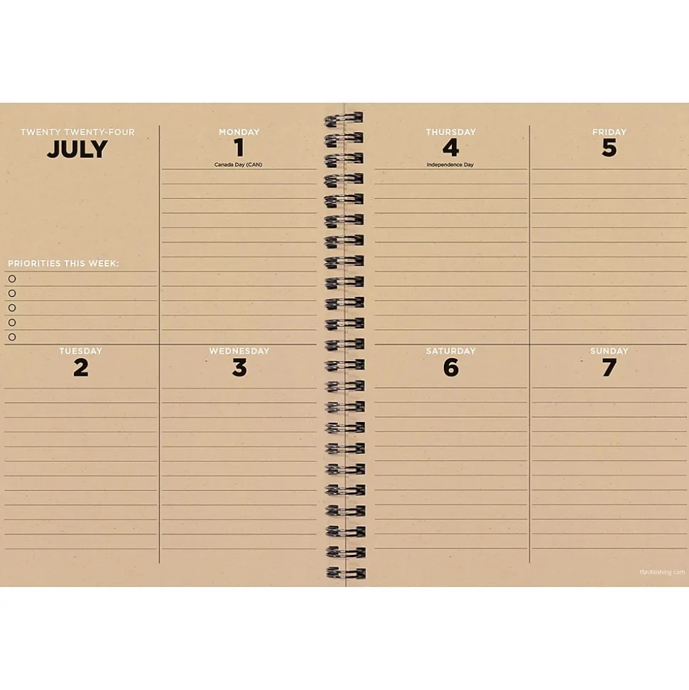 2024-2025 TF Publishing Elements Series Ombre Woods 6" x 8" Academic Weekly & Monthly Planner, Paperboard Cover, Kraft/Black