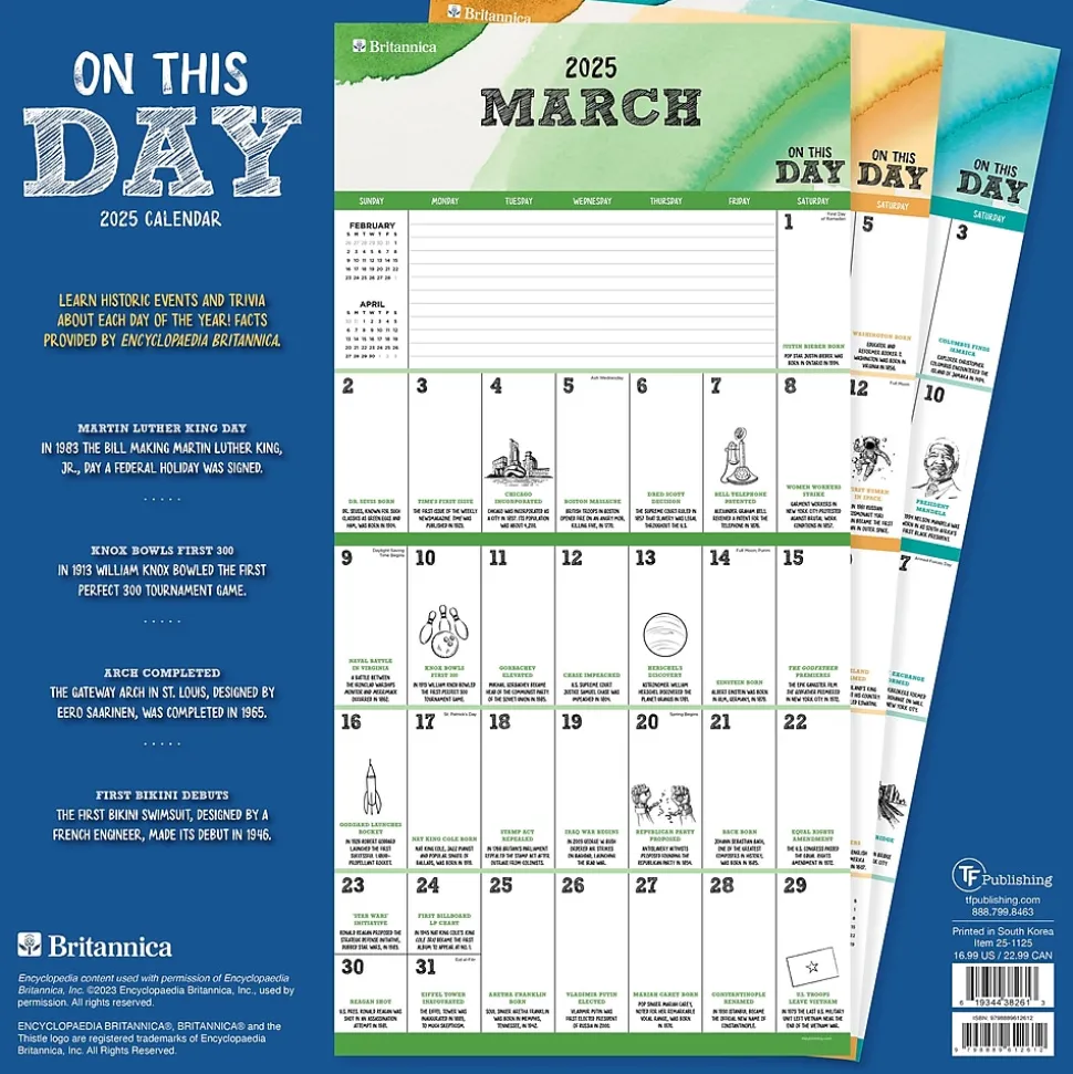 2025 TF Publishing On This Day 12" x 12" Monthly Wall Calendar (25-1125)