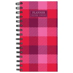 2025 TF Publishing Pink Plaid 3.5" x 6.5" Weekly & Monthly Planner, Paperboard Cover, Multicolored (25-7506)