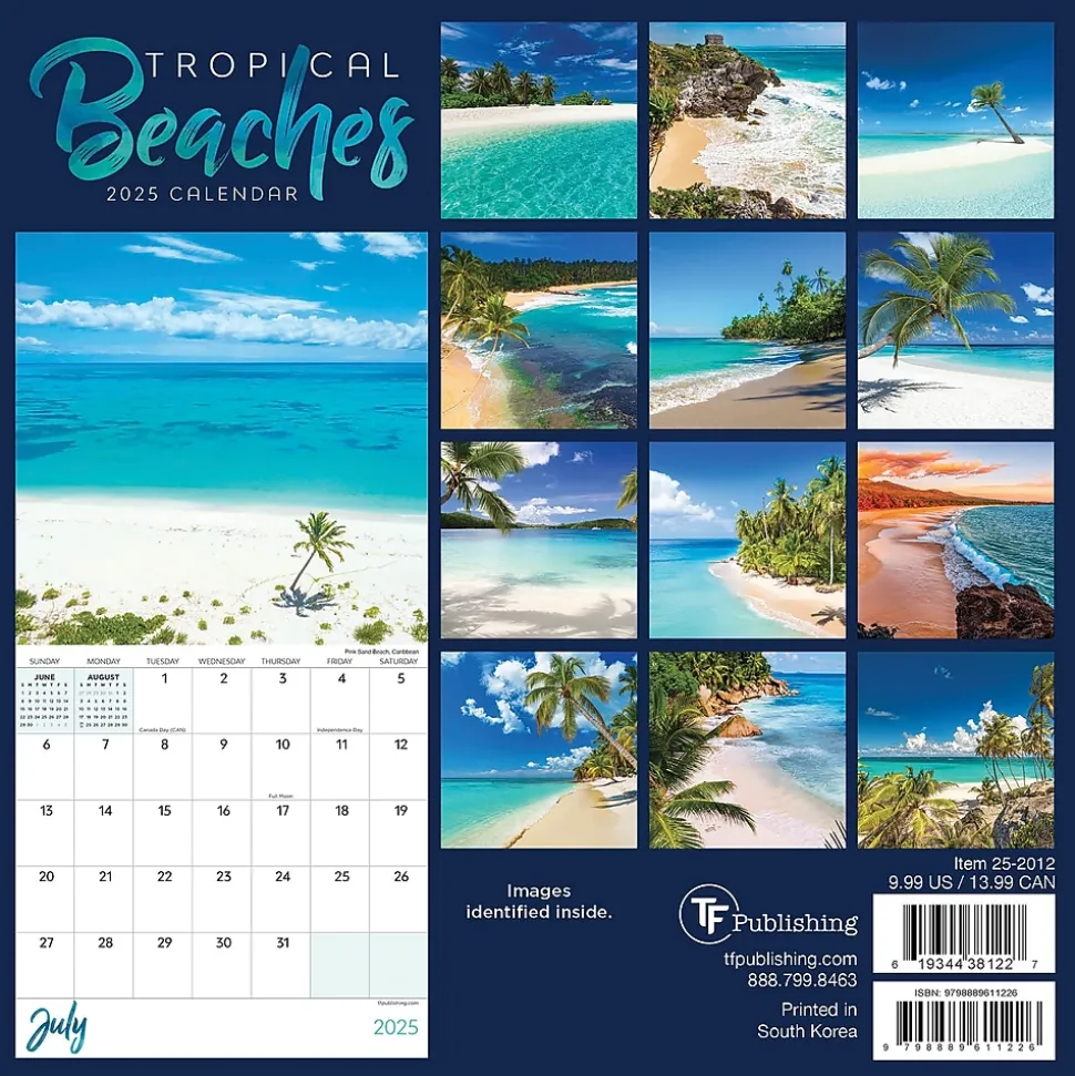 2025 TF Publishing Tropical Beaches 7" x 7" Monthly Wall Calendar (25-2012)