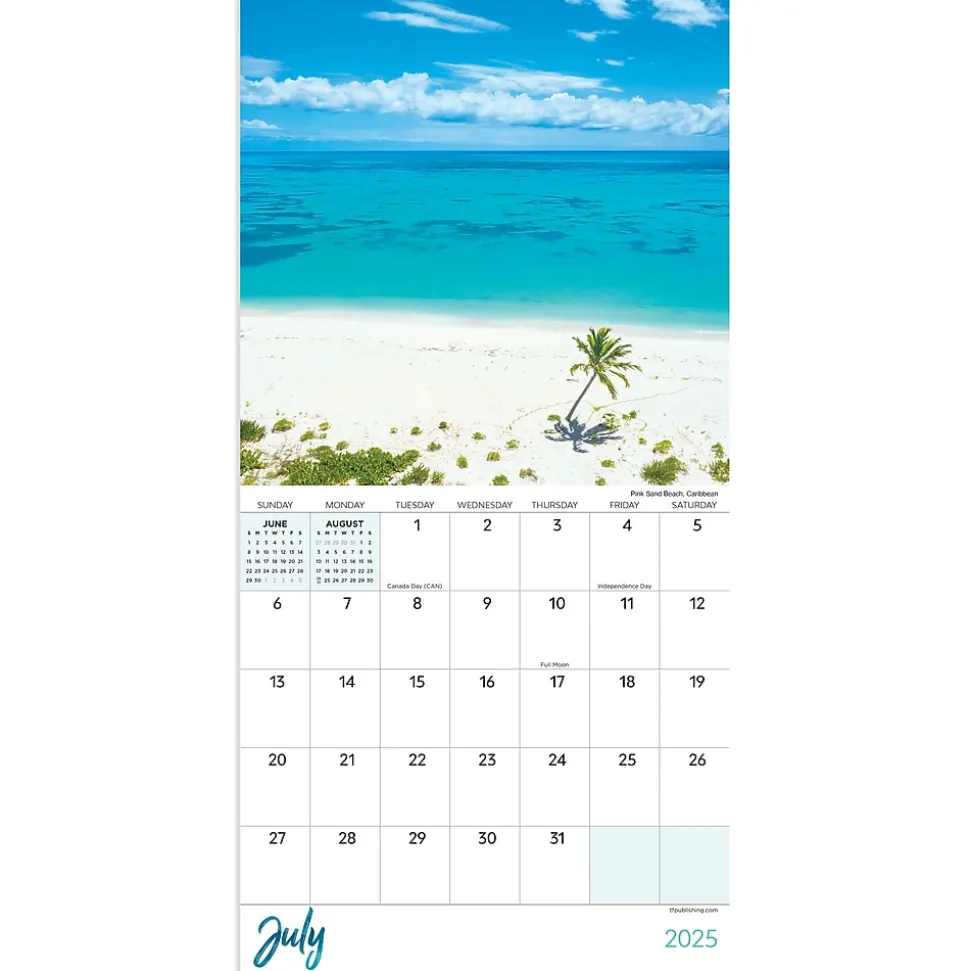 2025 TF Publishing Tropical Beaches 7" x 7" Monthly Wall Calendar (25-2012)