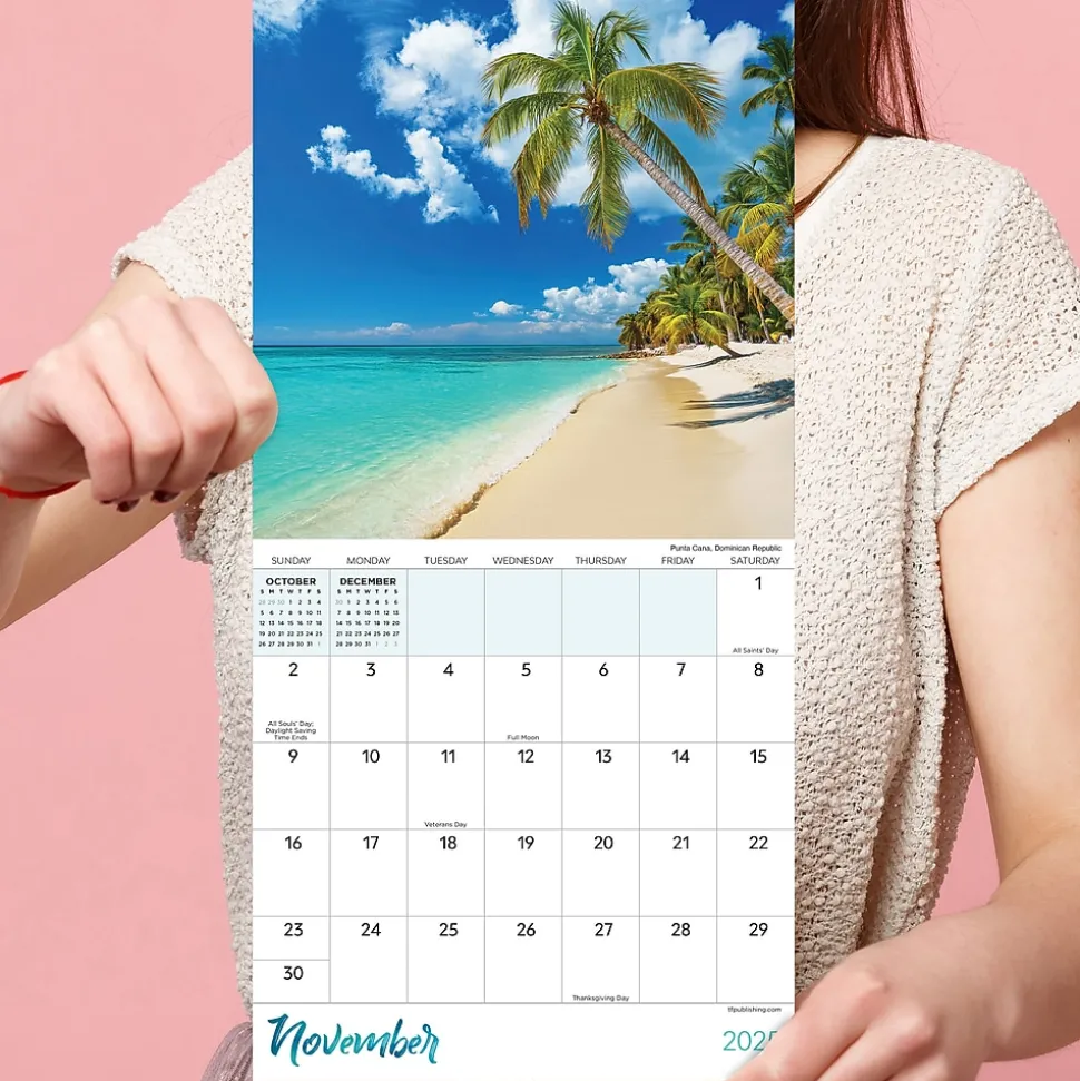 2025 TF Publishing Tropical Beaches 7" x 7" Monthly Wall Calendar (25-2012)