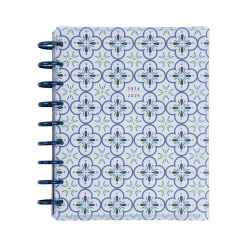 2024-2025 The Happy Planner Exotic Borders 7" x 9.25" Academic Weekly & Monthly Planner, Plastic Cover, White/Blue