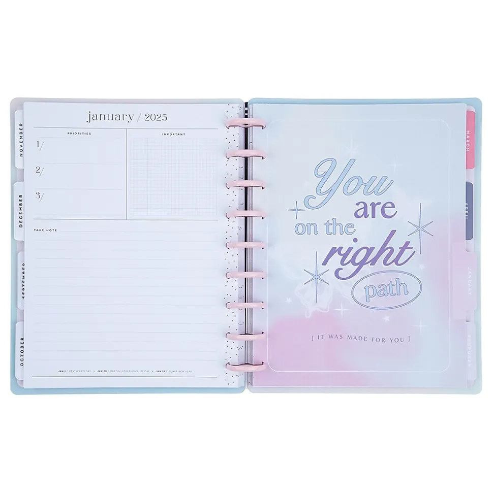 2024-2025 The Happy Planner Trust the Universe 7" x 9.25" Academic Weekly & Monthly Planner, Plastic Cover, Blue/Pink