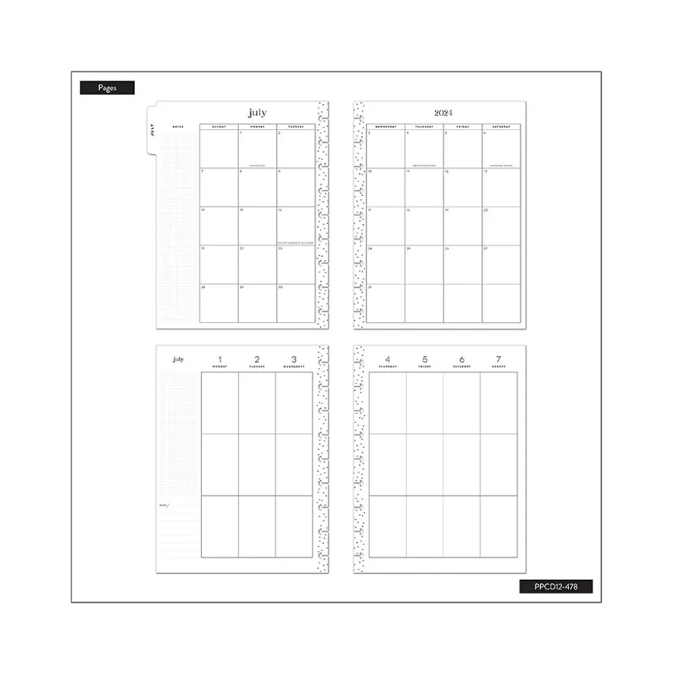 2024-2025 The Happy Planner Vivid Blooms 7" x 9.25" Academic Weekly & Monthly Planner, Plastic Cover, Multicolor (PPCD12-478)