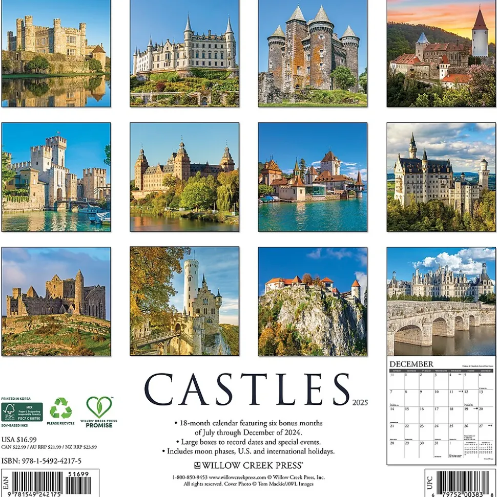 2025 Willow Creek Castles 12" x 12" Monthly Wall Calendar (42175)