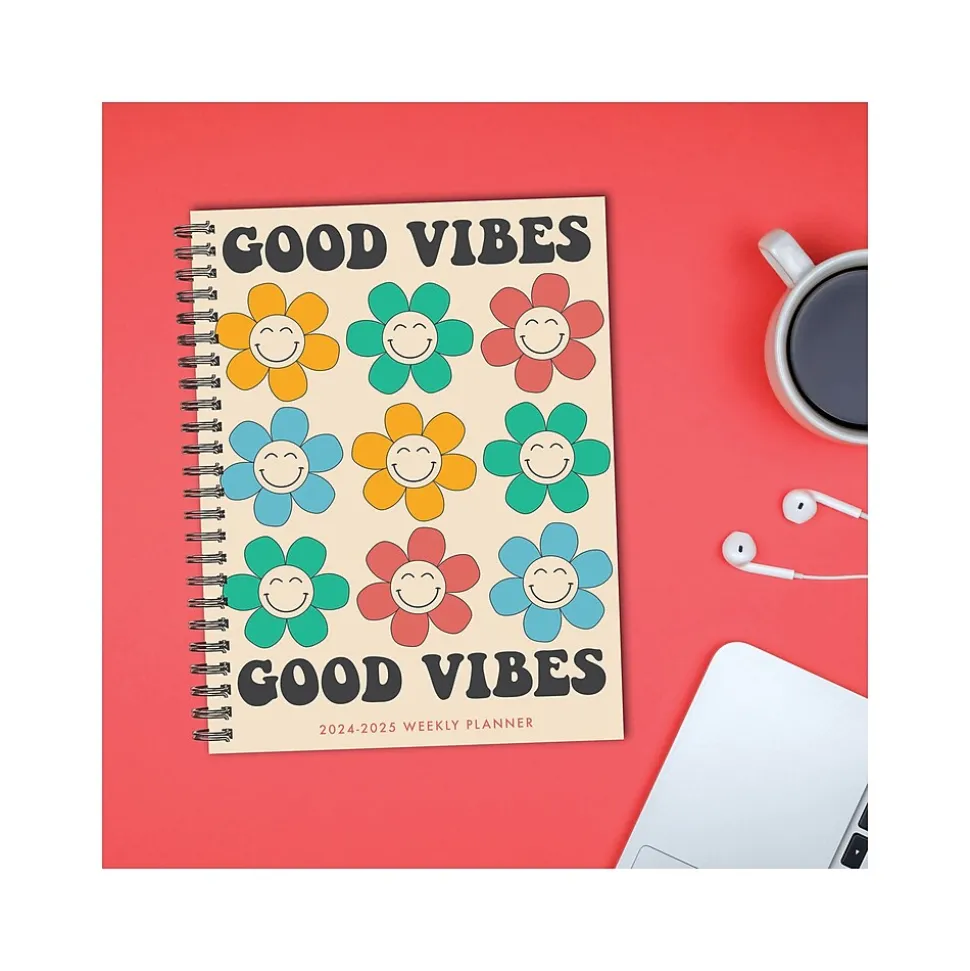2024-2025 Willow Creek Good Vibes 6.5" x 8.5" Academic Weekly & Monthly Planner, Paper Cover, Multicolor (46241)