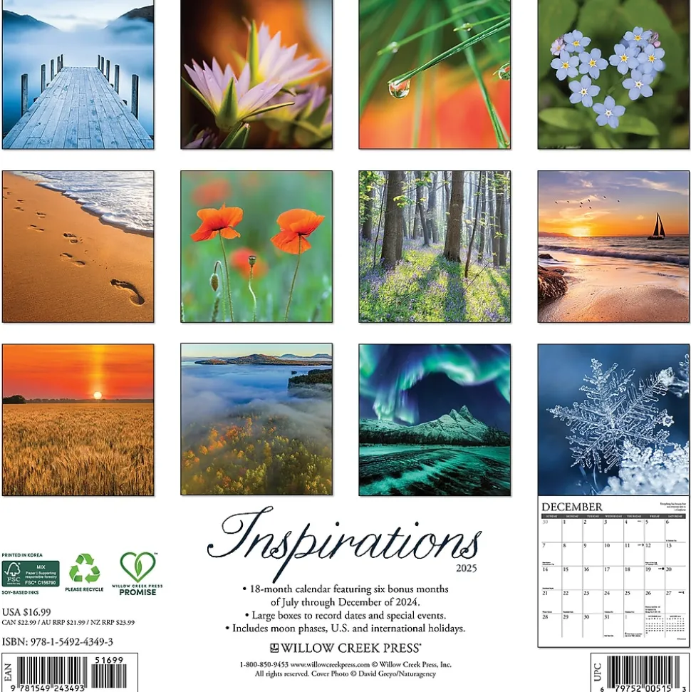 2025 Willow Creek Inspirations 12" x 12" Monthly Wall Calendar (43493)