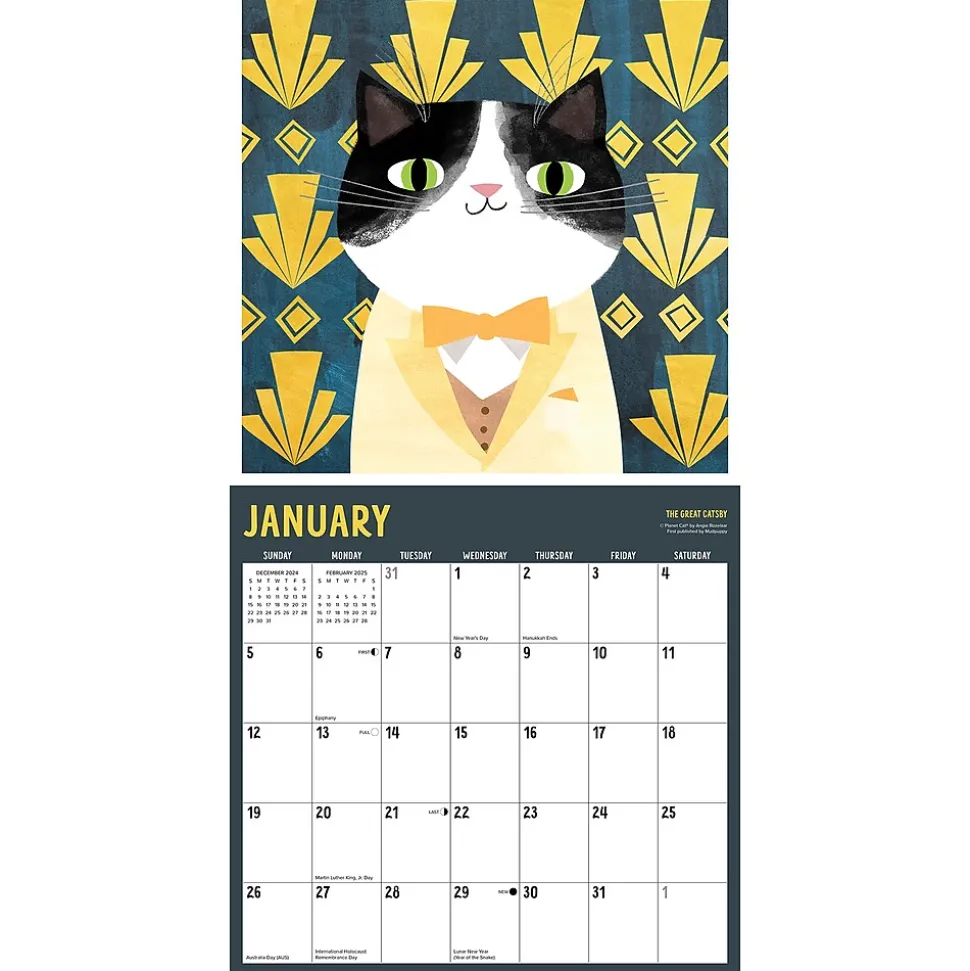 2025 Willow Creek Litterary Kitties 12" x 12" Monthly Wall Calendar (43769)