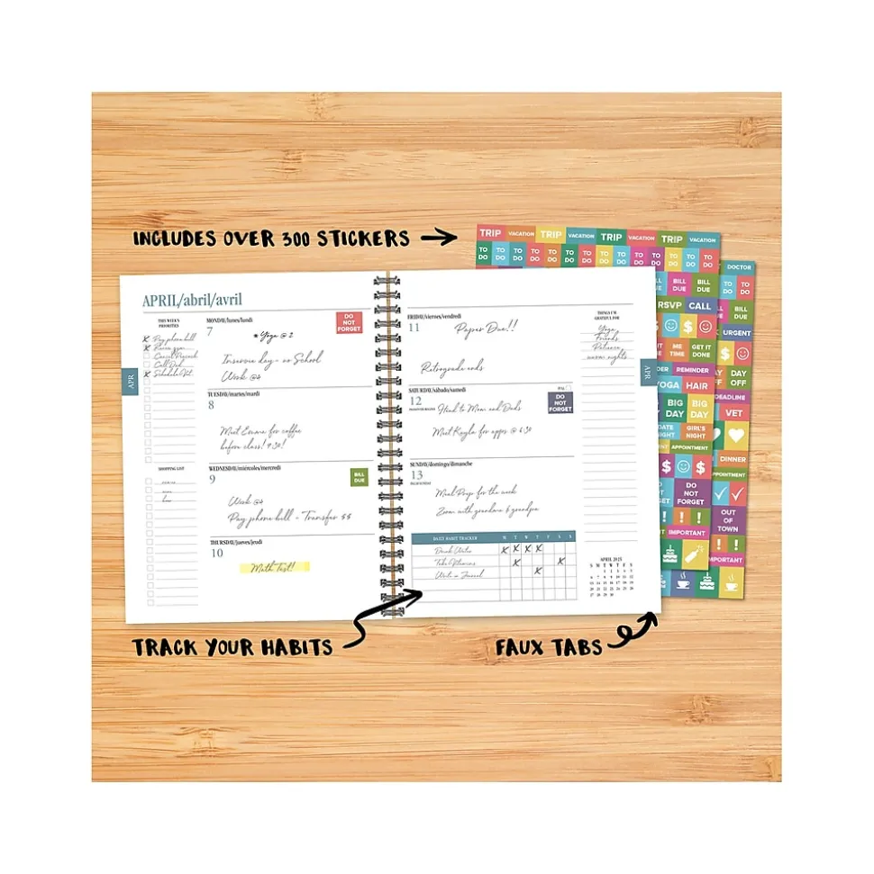 2024-2025 Willow Creek Modern Sunset 6.5" x 8.5" Academic Weekly & Monthly Planner, Paper Cover, Black/Yellow (47750)