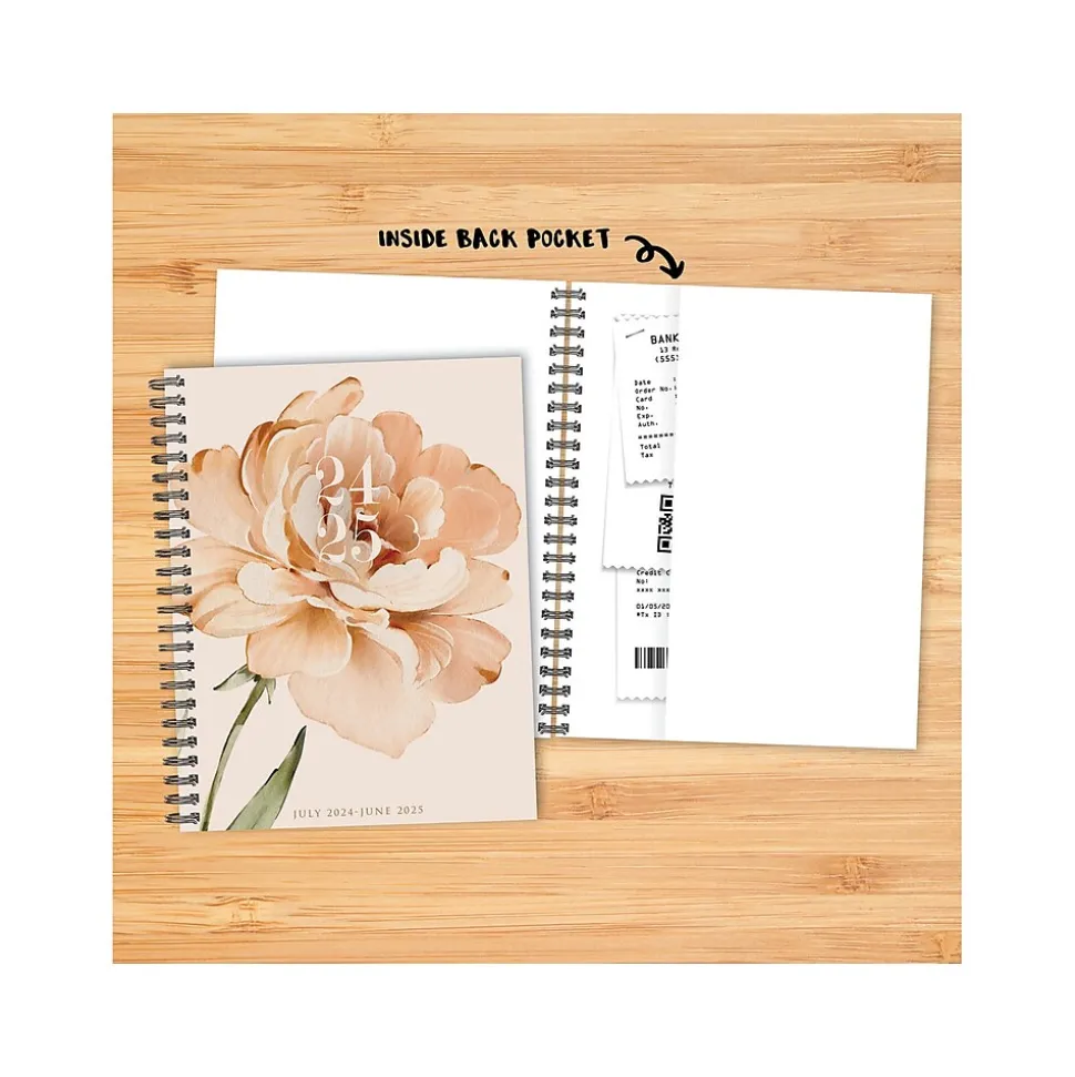 2024-2025 Willow Creek Perfect Peony 8.5" x 11" Academic Weekly & Monthly Planner, Beige/Green (47590)