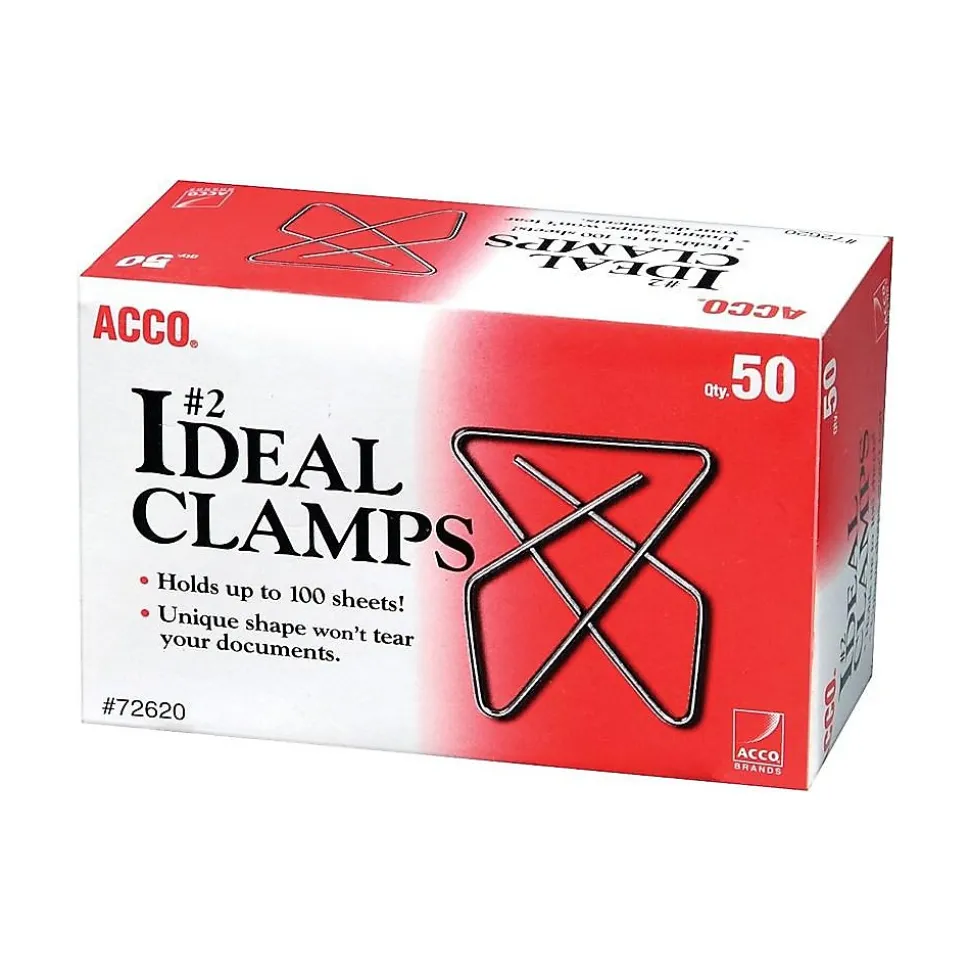 ACCO Ideal Butterfly Clamps, Small, Silver, 50/Box (A7072620)