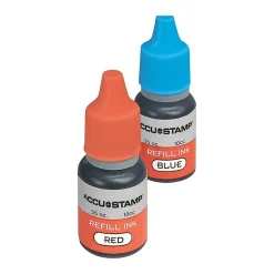 Accu-Stamp Ink Refills, Blue and Red Ink, 2/Bottles (032958)