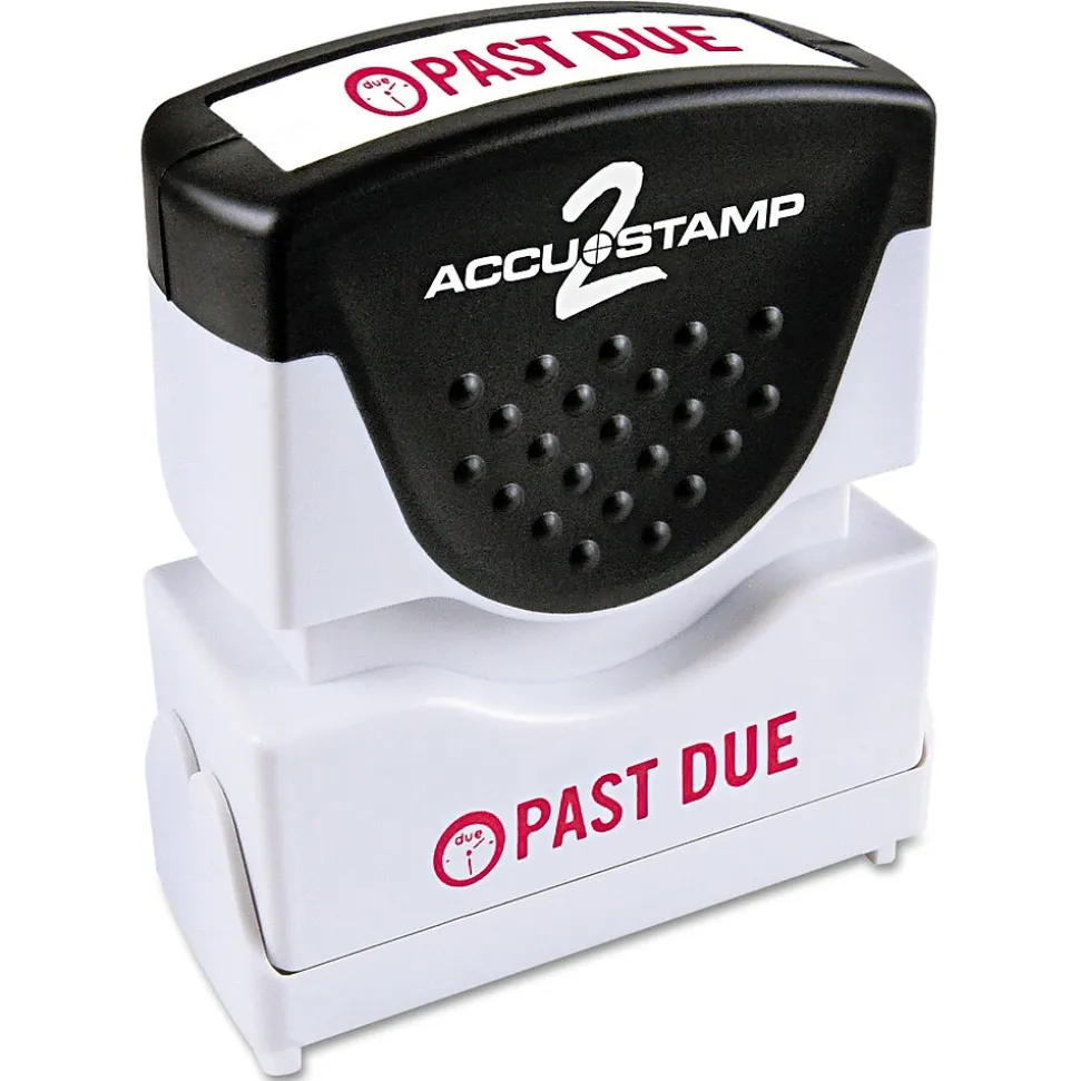 Accu-Stamp2 One-Color Pre-Inked Shutter Message Stamp, PAST DUE, 1/2" x 1-5/8" Impression, Red Ink (035571)