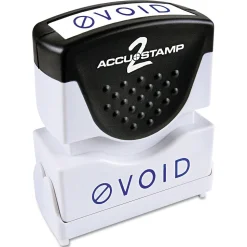 Accu-Stamp2 One-Color Pre-Inked Shutter Message Stamp, VOID, 1/2" x 1-5/8" Impression, Blue Ink (035584)