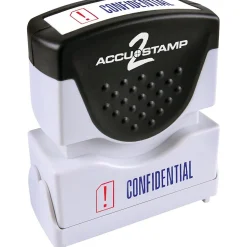Accu-Stamp2 Two-Color Pre-Inked Shutter Message Stamp, CONFIDENTIAL, Blue/Red Ink (035536)