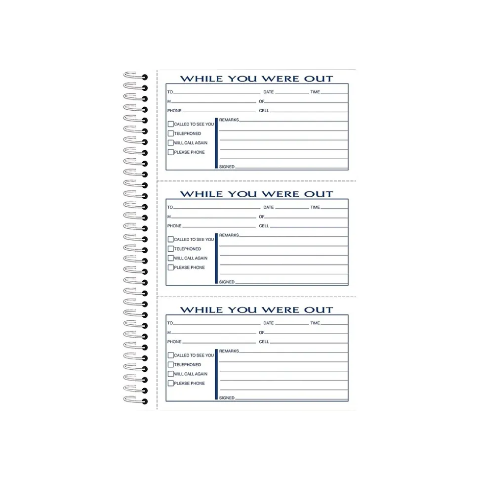 Adams Phone Message Pad, 5.5" x 8.5", Ruled, White, 100 Sheets/Pad (SC8603D)