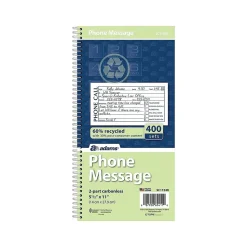 Adams Phone Message Pad, 5.5" x 11", Ruled, White, 100 Sheets/Pad (SC1154R)