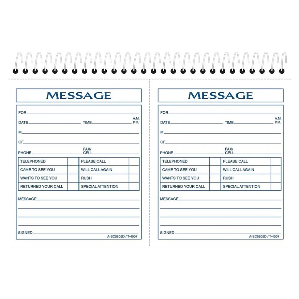 Adams Phone Message Pad, 5.5" x 8.5", Ruled, White, 100 Sheets/Pad (SC5805D)