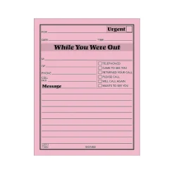 Adams While You Were Out Message Pads, 4.25" x 5.5", Pink, 50 Sheets/Pad, 12 Pads/Pack (9711D)