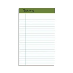 Ampad Earthwise 100% Recycled Ruled Pad, 5x8", Jr. Legal Ruling, White, 50 Sheets/Pad, 12 Pads/Pack (20152)