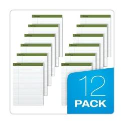 Ampad Earthwise Notepads, 8.5" x 11.75", Wide Ruled, White, 50 Sheets/Pad, 12 Pads/Pack (TOP 20-172R)