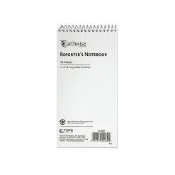 Ampad Earthwise Reporter's Notepads, 4" x 8", Gregg Ruled, White, 70 Sheets/Pad, 12 Pads/Pack (TOP25-280R)