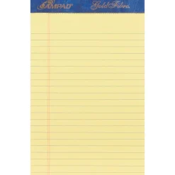 Ampad Gold Fibre, 5" x 8", Canary, Perforated Notepad, Medium Ruled, 4/Pack